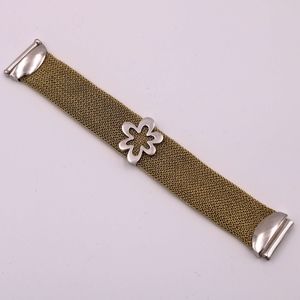 A&M Gold Mesh Bracelet w/Silver Metal Flower